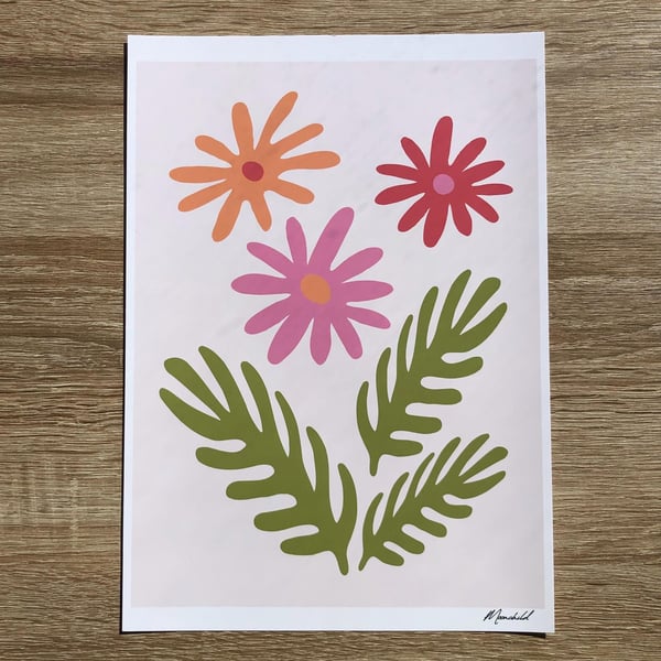 Matisse Flowers Print, A4 Giclee Print, Graphic Art, Floral Wall Art, Fun Art 