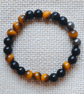 Ladies Tiger's Eye and Obsidian  Elastic Bead Bracelet