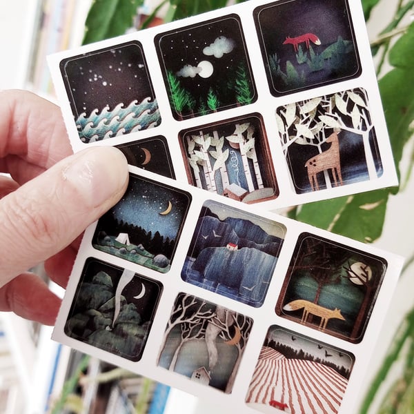 Miniature Sticker Sheets - twelve diorama designs
