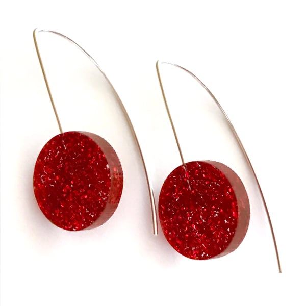 Wee Red Glitter Earrings