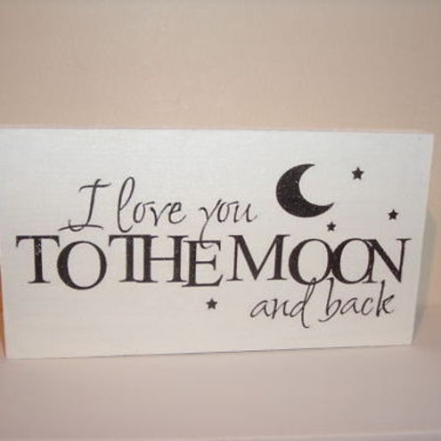 shabby chic free standing love you to the moon block shelf sitter