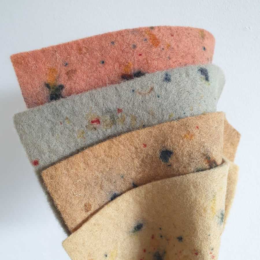 Naturally Dyed Wool Felt Sheets - Pack of 4 Mini Faded Fiesta