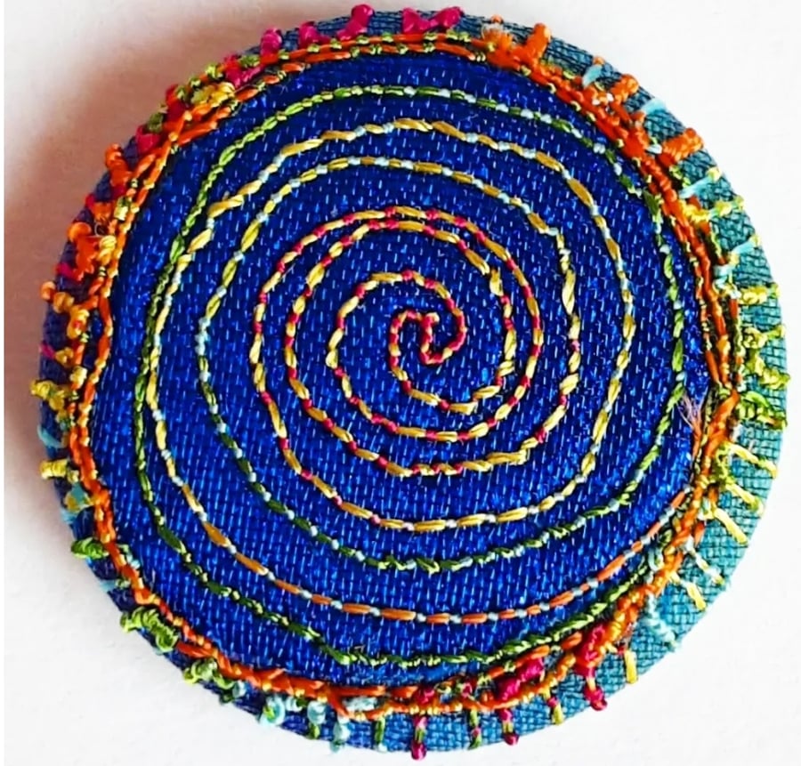 Buttons 1 inch button Hand Dyed Silks and Cottons Free Machine Embroidery Button