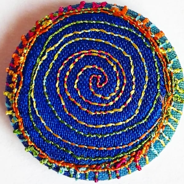 Buttons 1 inch button Hand Dyed Silks and Cottons Free Machine Embroidery Button