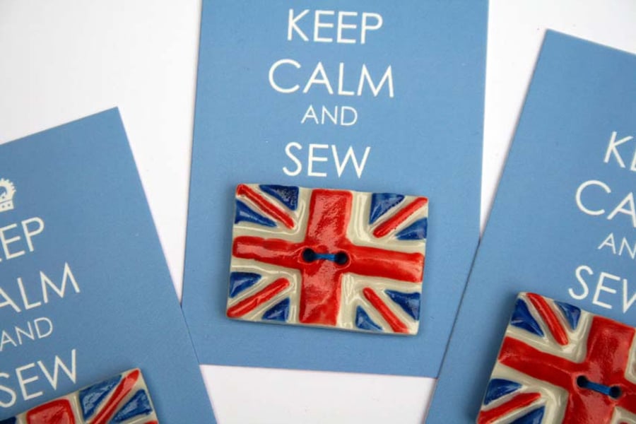 Handmade Union jack buttons - Keep calm - British flag buttons - Jubilee 