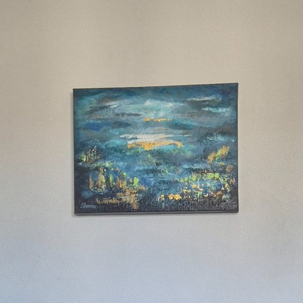 Hand painted original painting- Where the sea steals the moon