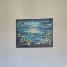 Hand painted original painting- Where the sea steals the moon