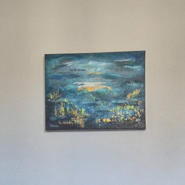 Hand painted original painting- Where the sea steals the moon