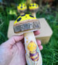 Wooden Toadstool with Bee Illustration,Fairy Tale Nursery Decor,mushroom decor - Image 2