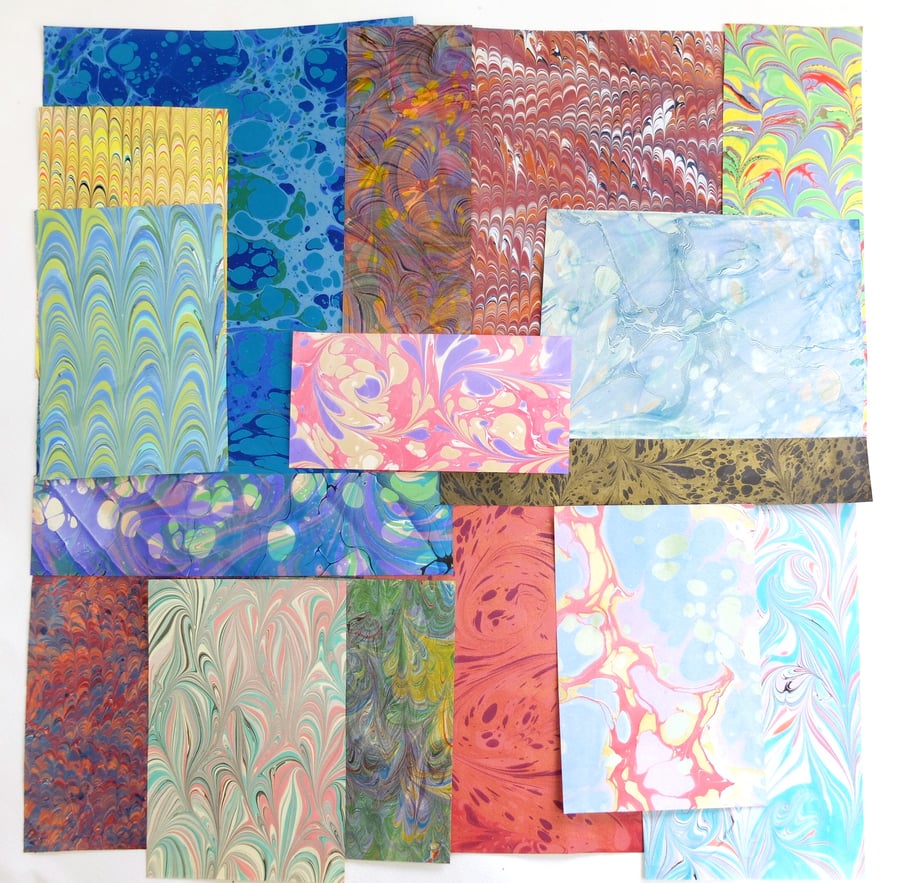 Marbled paper mixed paper pack off cuts scrapbooking free UK postage 