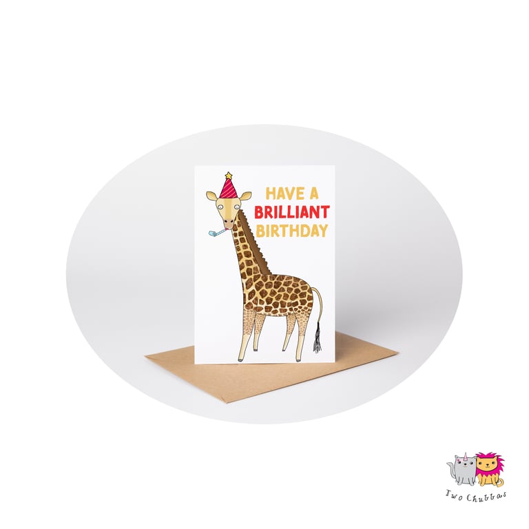 Giraffe Birthday Card, A6 Birthday Card, Cute Animal Birthday Card