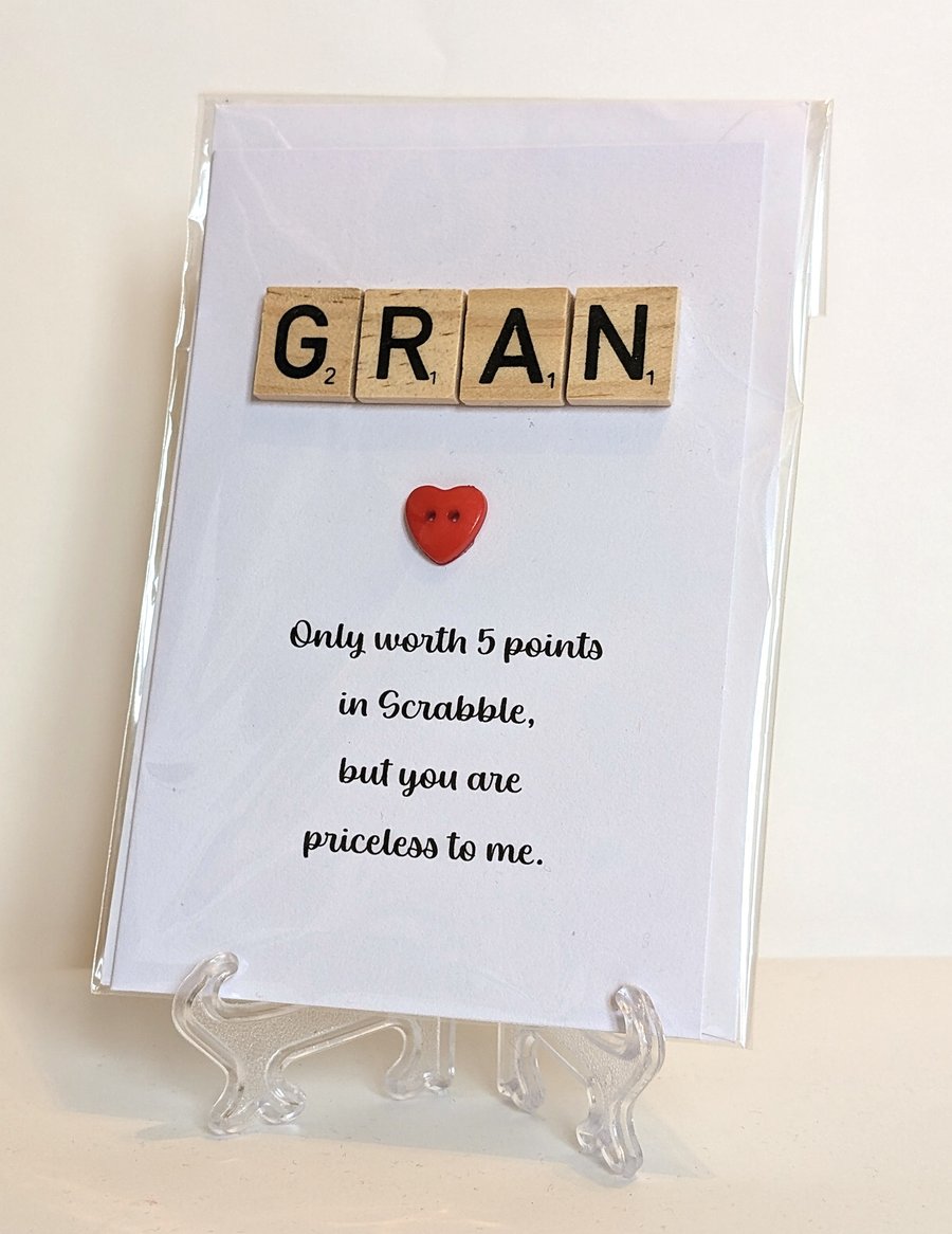 Gran only worth 5 points in Scrabble greetings card