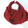 Chunky Knitted Infinity Scarf Red  50 percent discount code YEARENDSALE 