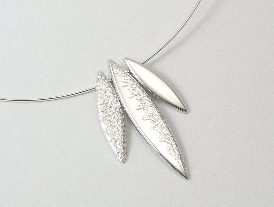 Sterling Silver Eclipse Triple Drop Necklace, 16" Silver Wire