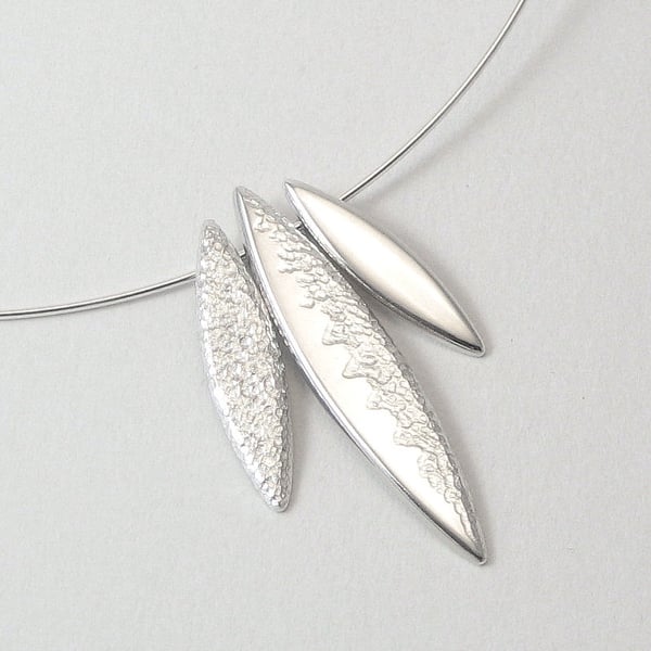 Sterling Silver Eclipse Triple Drop Necklace, 16" Silver Wire