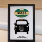 London Taxi TX4 Driver Keepsake Frame – Acrylic Cab & Badge - Personalised Gif
