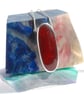 Cherry red bowlerite and sterling silver slider pendant