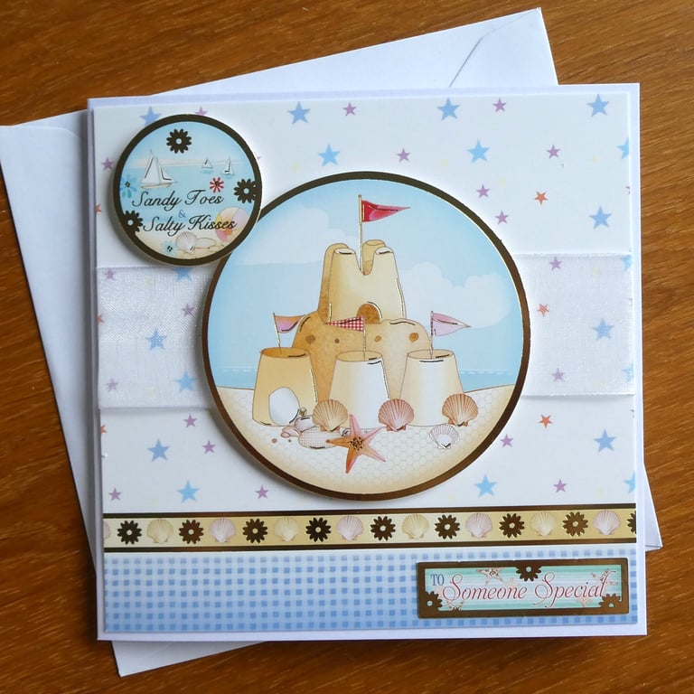 Sandy Toes and Salty Kisses Sand Castles and Stars Card - To Someone Special
