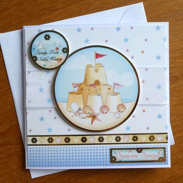 Sandy Toes and Salty Kisses Sand Castles and Stars Card - To Someone Special