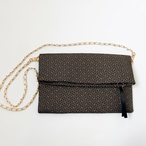 Convertible Japanese Sayagata Shoulder Bag & Fold-Over Clutch