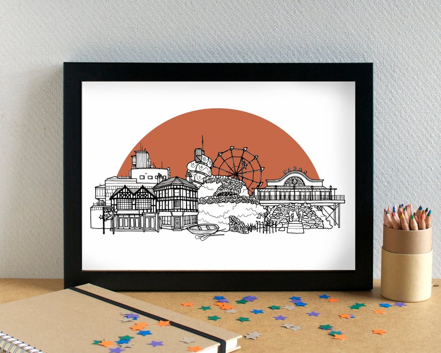 Cleethorpes Landmarks Skyline Art Print