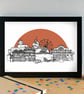 Cleethorpes Landmarks Skyline Art Print - Image 1