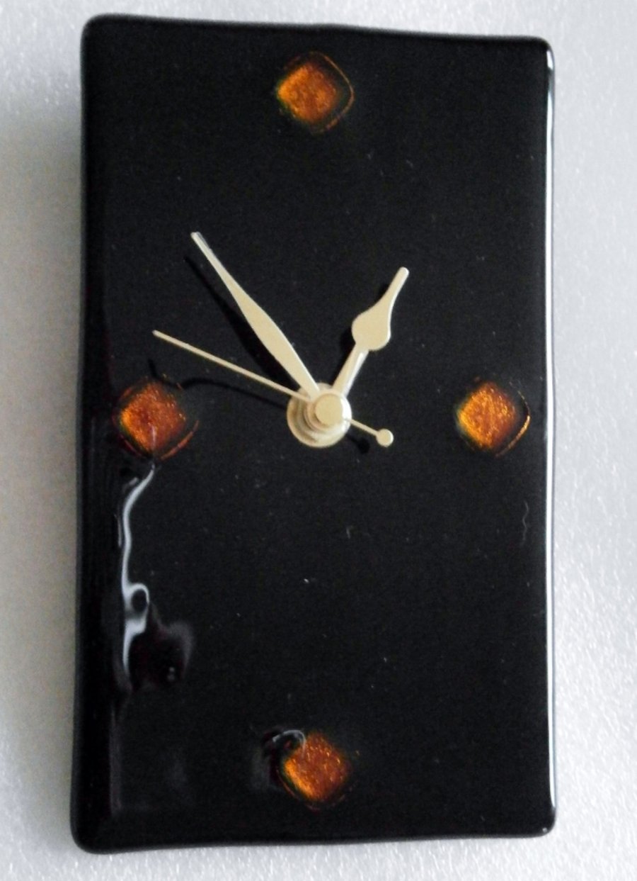 Reduced - nearly 20% off - Black fused glass wall clock
