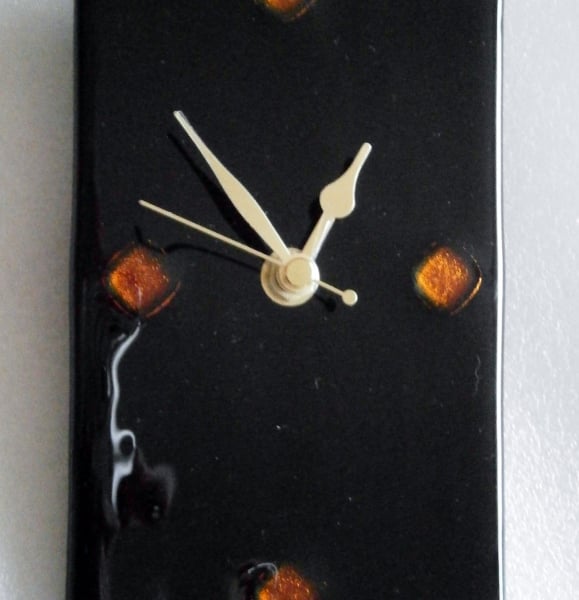 Reduced - Black fused glass wall clock