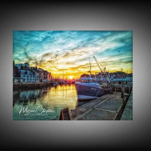 12x8 Inch Photo Print of Sunrise Weymouth Harbour Dorset