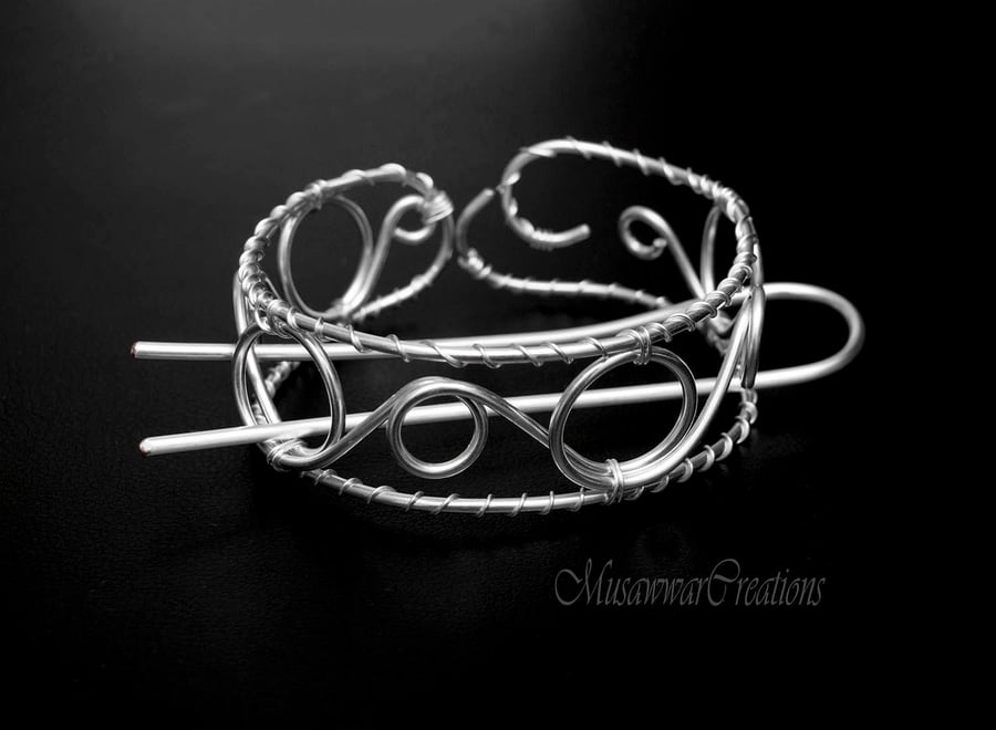 Silver Spiral bun cuff ,hair bun holder,z hair bun,hair slide