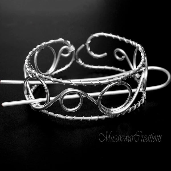 Silver Spiral bun cuff ,hair bun holder,z hair bun,hair slide