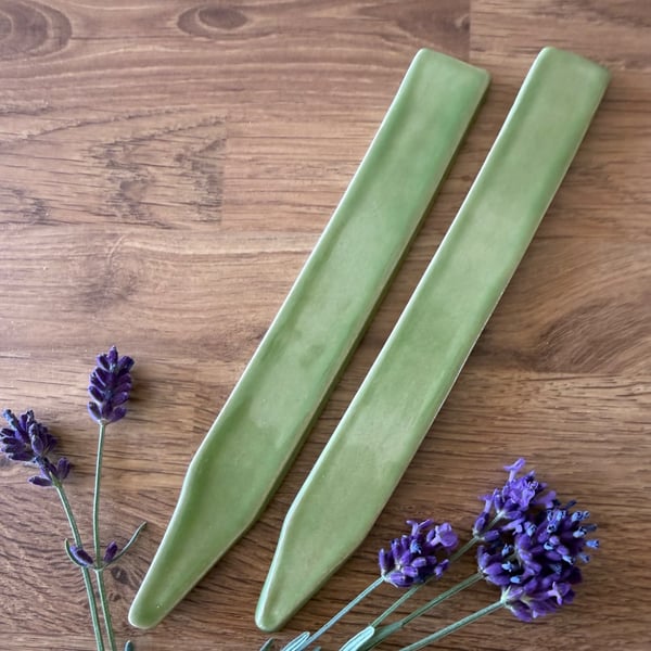 Green Ceramic Plant Markers