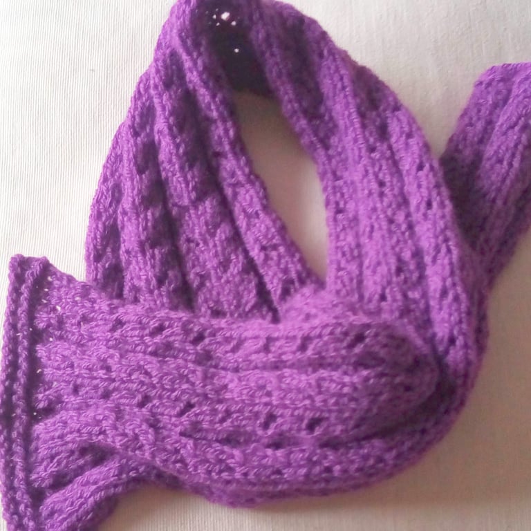 Aran Weight Lacy Knit Scarf for a Child, Child's Muffler, Children's Scarf