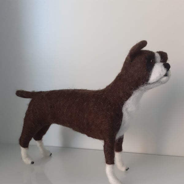 Boxer dog needle felted wool sculpture ooak,collectable 