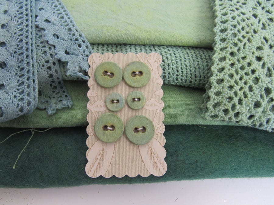 Bright Green Natural Dye Fabric Pack Cotton Silk Lace