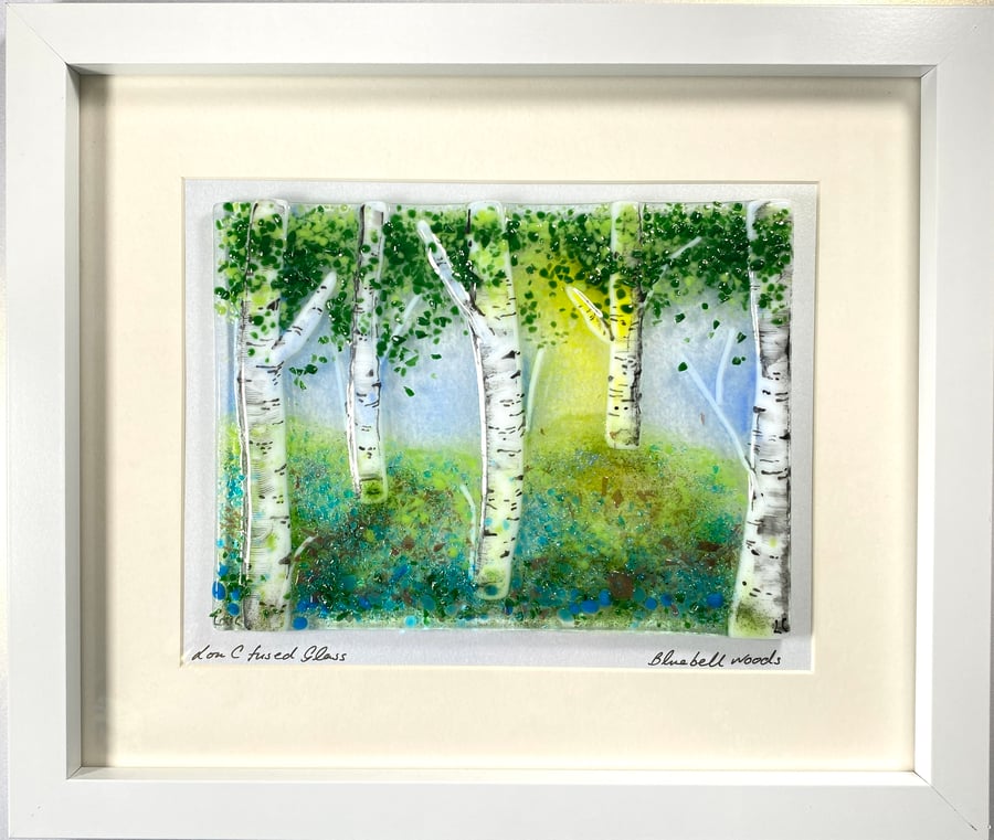 Silver birch trees - fused glass picture 