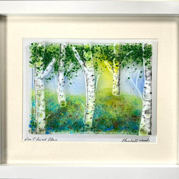 Silver birch trees - fused glass picture 