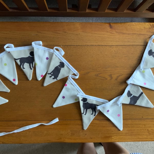 Bunting. Black Labrador Bunting. Sophie Allport Fabric. Dogs. 12 Flags 