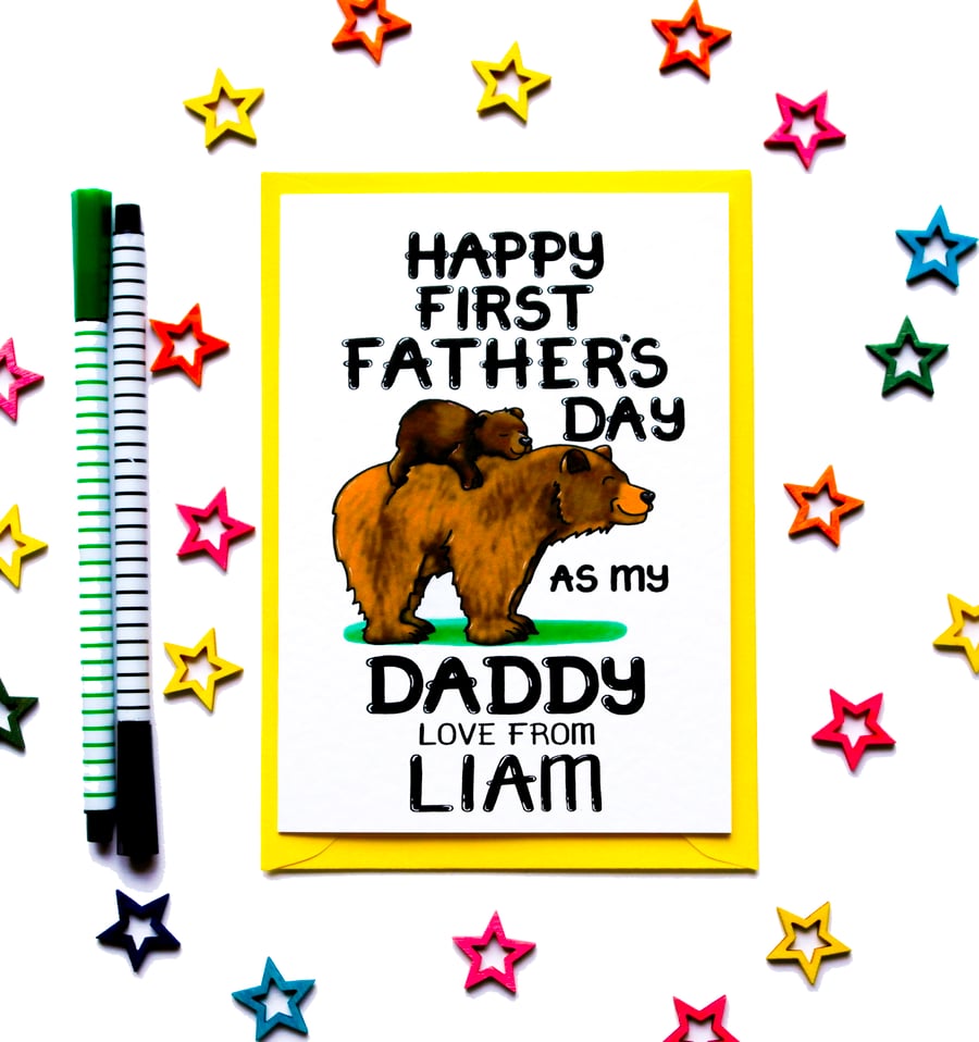 Personalised 1st Fathers Day As My Daddy Card From Baby Daughter, Son, Newborn