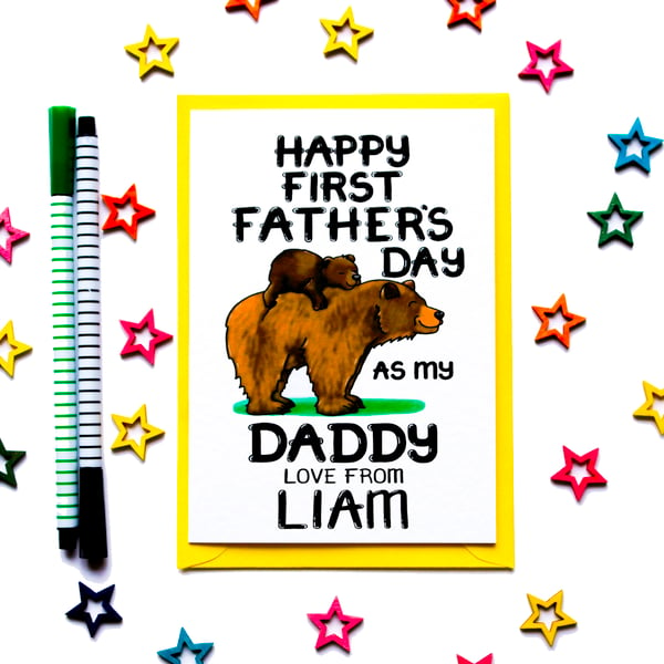 Personalised 1st Fathers Day As My Daddy Card From Baby Daughter, Son, Newborn