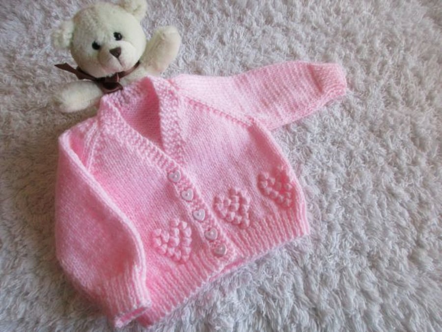 16" Baby V Neck Hearts Cardigan