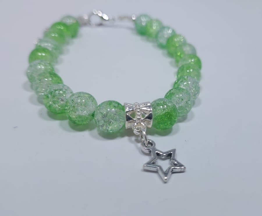 Star - Green Glass Beads Bracelet