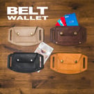 Personalized Leather Belt Wallet, Travel slim wallet, leather card holder, 