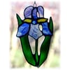  Iris Suncatcher Stained Glass Flower Blue 