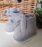 Baby Boys Tie Design Hand Knitted 95% Merino Wool Booties 0-3 months size 