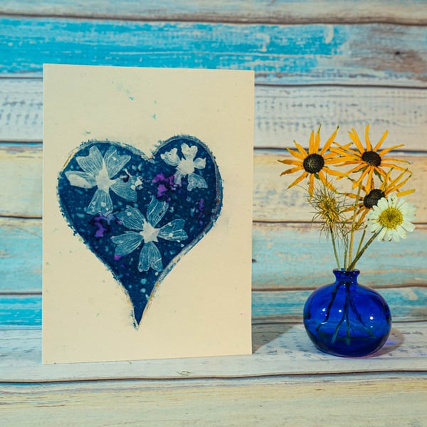 Beautiful Wildflower Valentines Card, with Wild Mallows and Pink Pops (Card17)