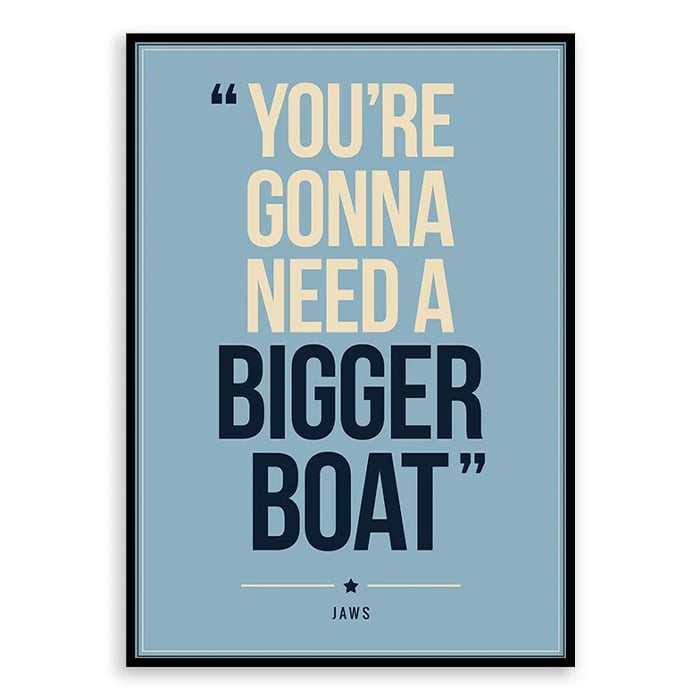 Jaws Quote Poster Print - Retro Typography Wall Art