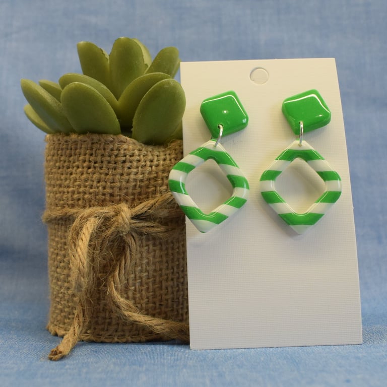 Stripe Diamond Shaped Earrings