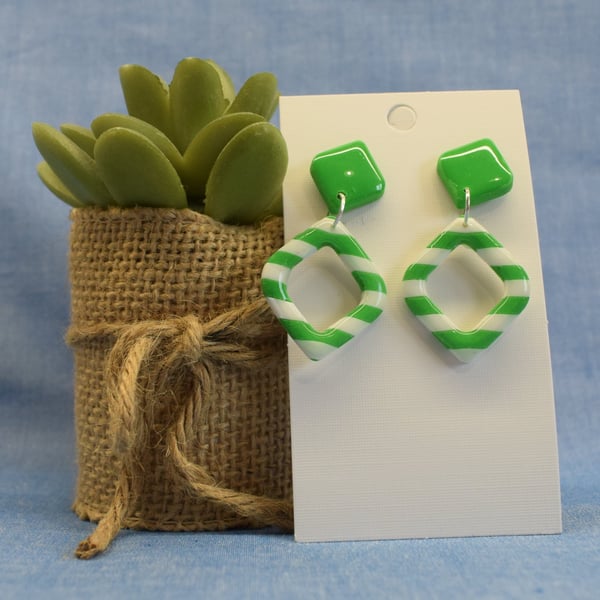 Stripe Diamond Shaped Earrings