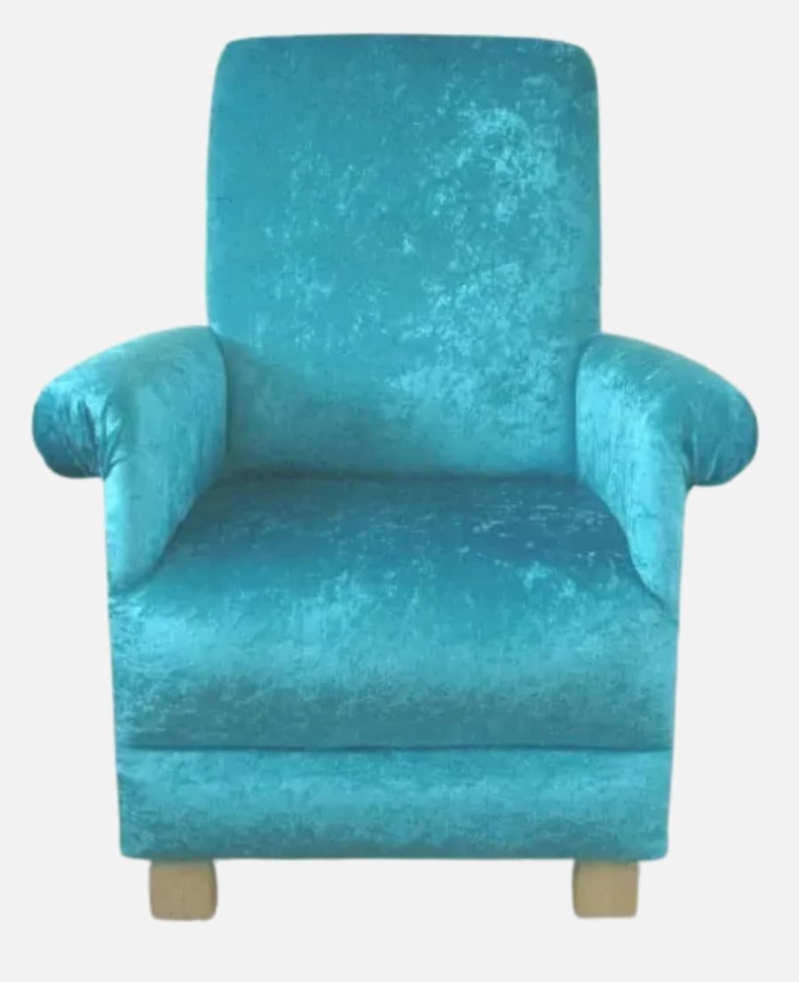 Kids Velvet Armchair Aqua Blue Children's Chair Accent Crushed Boys Girls Seat 